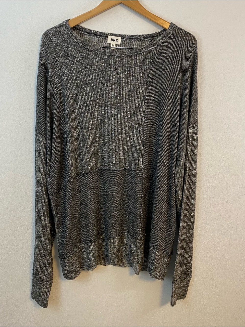 BKE Long Sleeve Mixed Texture Pullover‎ Sweater Grey Womens XL